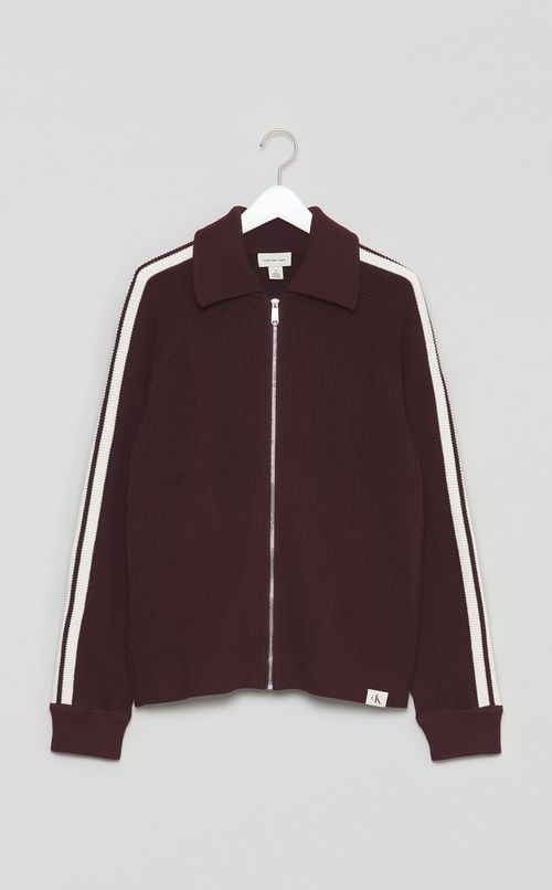 衿付きジップアップニット