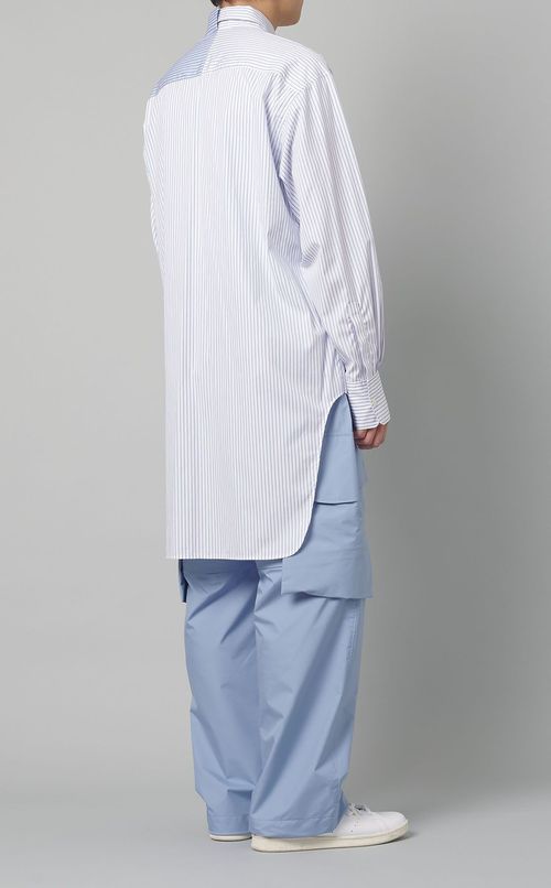 ストライプウイングカラー二重シャツ