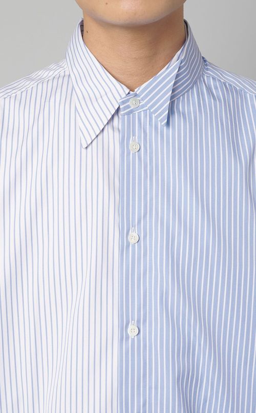 ストライプウイングカラー二重シャツ