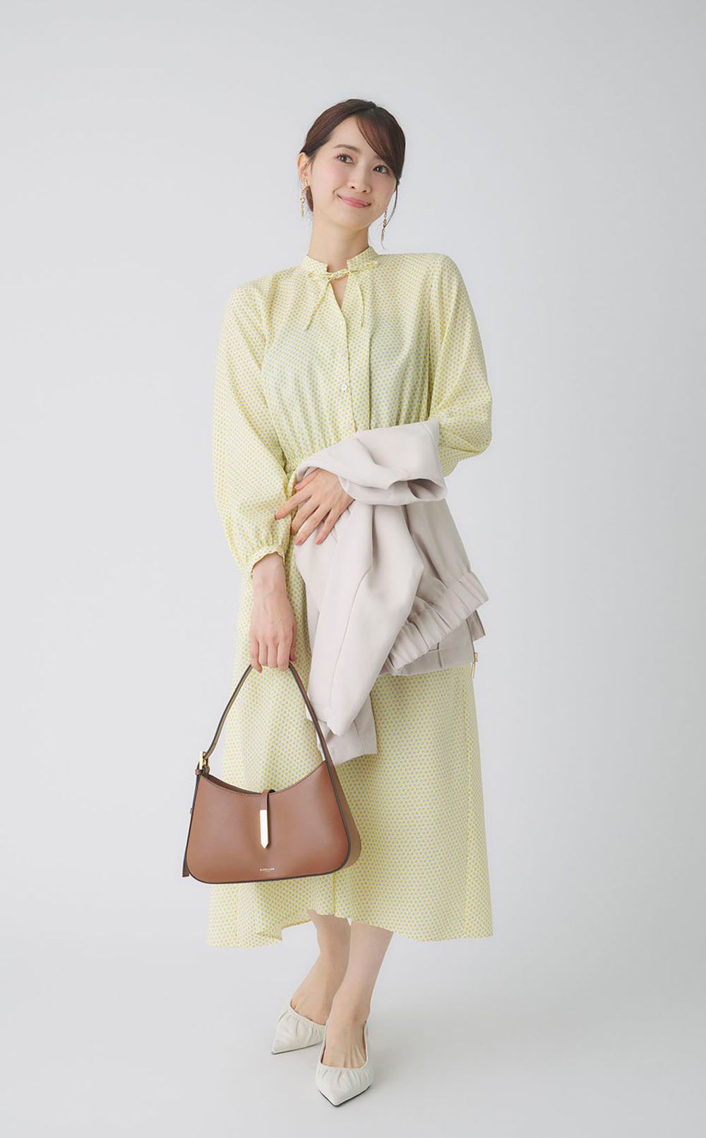 ジオメトリックプリントリボンワンピース