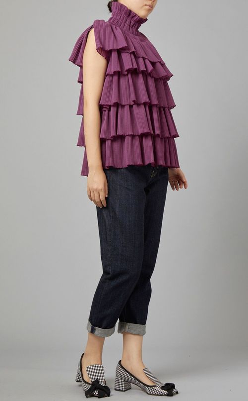 ティアードノースリーブトップス