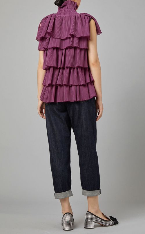 ティアードノースリーブトップス