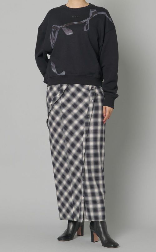 リボンプリン卜スウェットプルオーバー