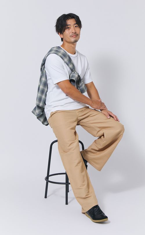 オンブレチェックオープンカラーシャツ