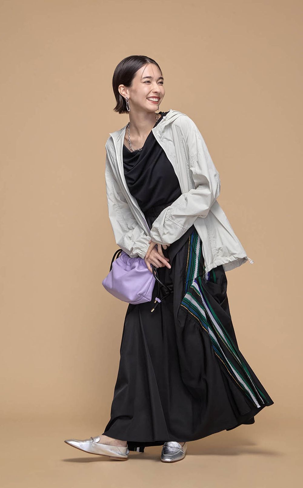 ドローストリングショルダーレザーバッグ