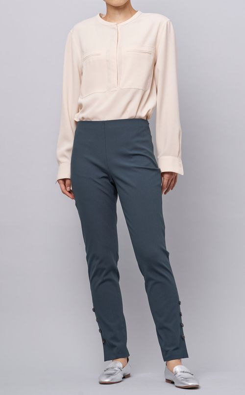 裾ボタンストレッチスキニーパンツ