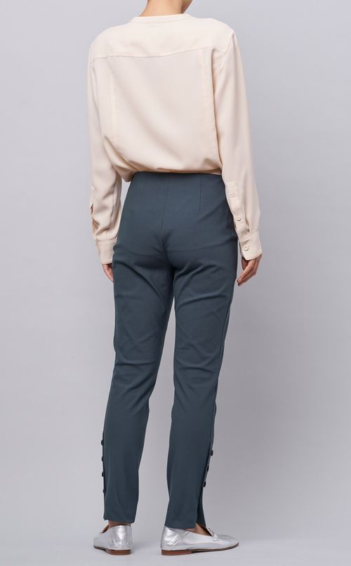 裾ボタンストレッチスキニーパンツ