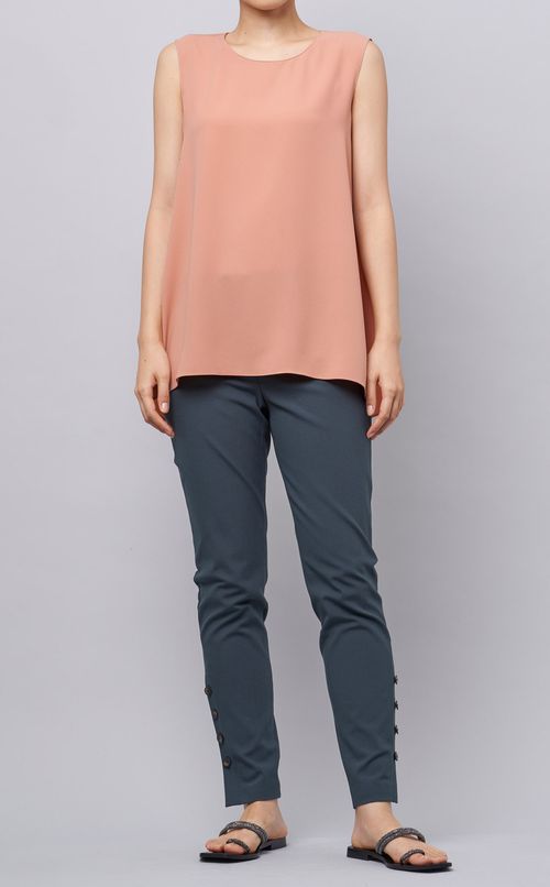 裾ボタンストレッチスキニーパンツ