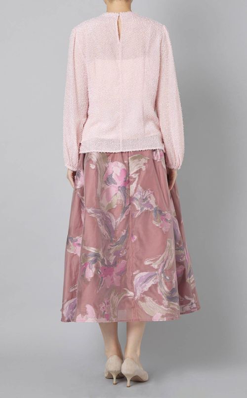 カットジャガードボータイブラウス