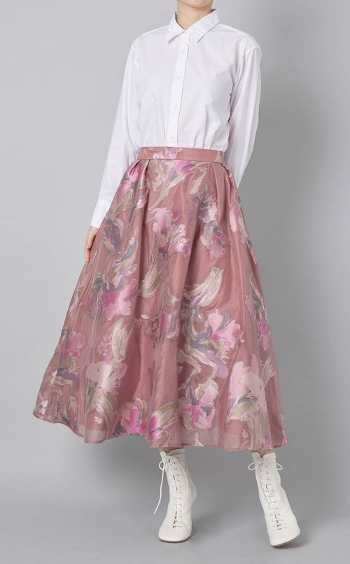 ペイントフラワージャガードスカート