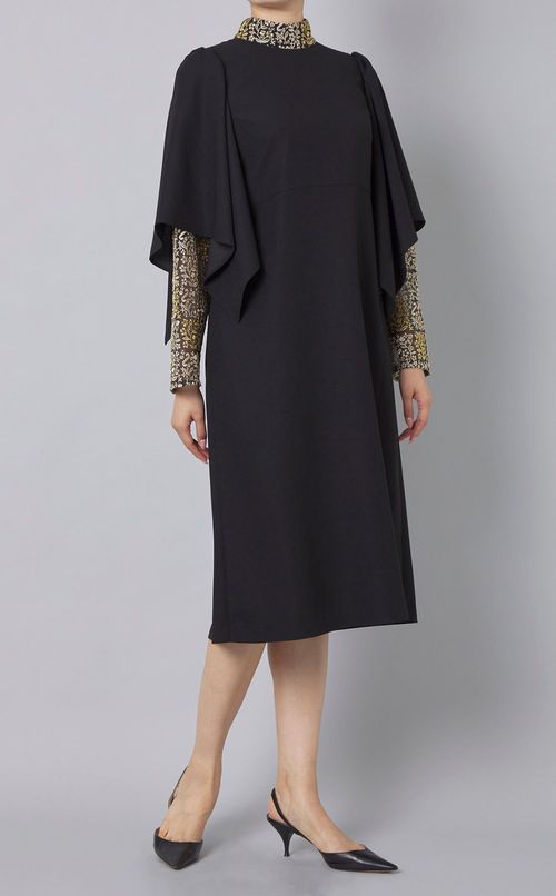 レースコンビダブルスリーブドレス