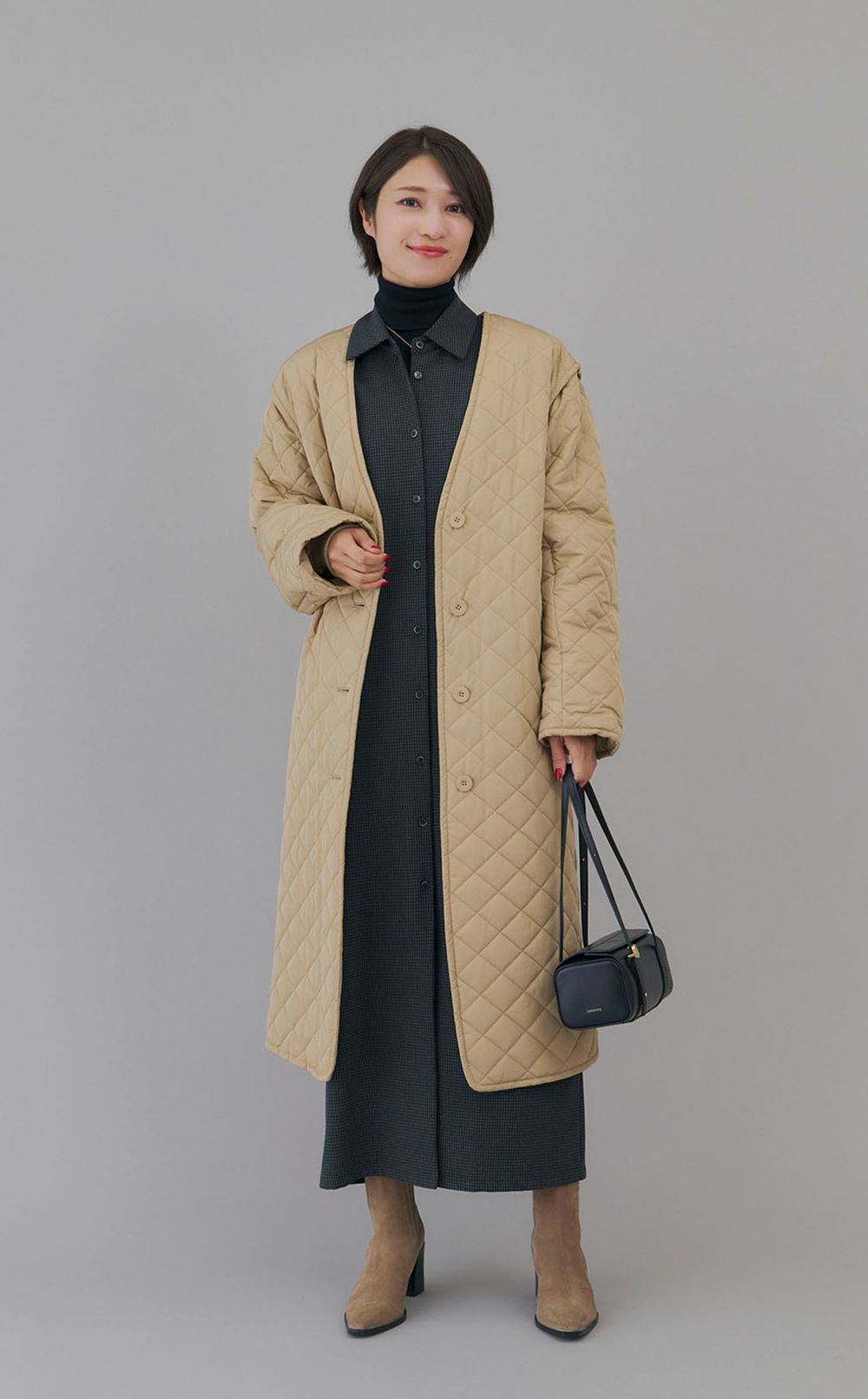 キルティング2WAYロングコート