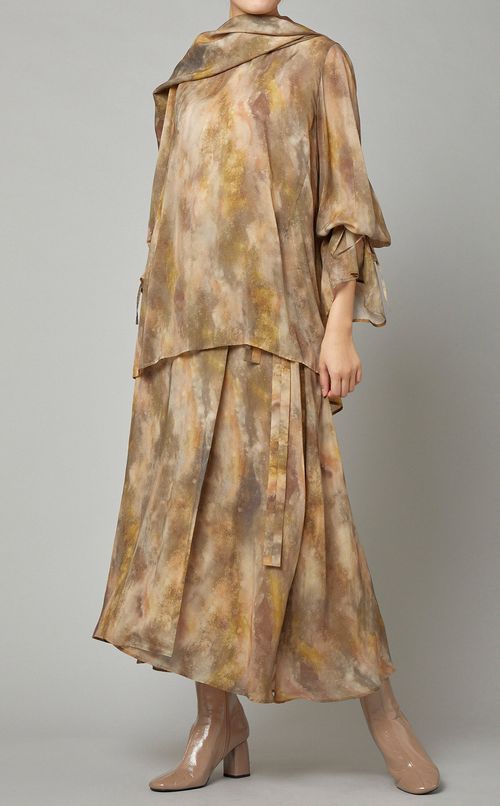 プリントストールカラーブラウス