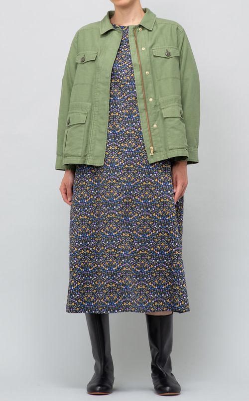 フラワープリントタックギャザーワンピース