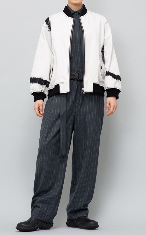 ベルト付きストライプオールインワン