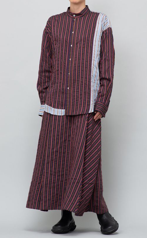 シルク混ストライプスカート