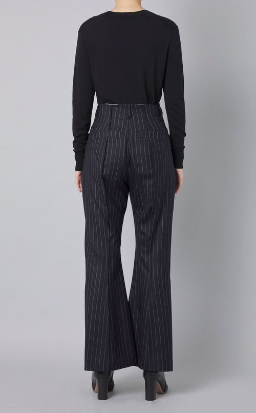 ピンストライプウールフレアパンツ