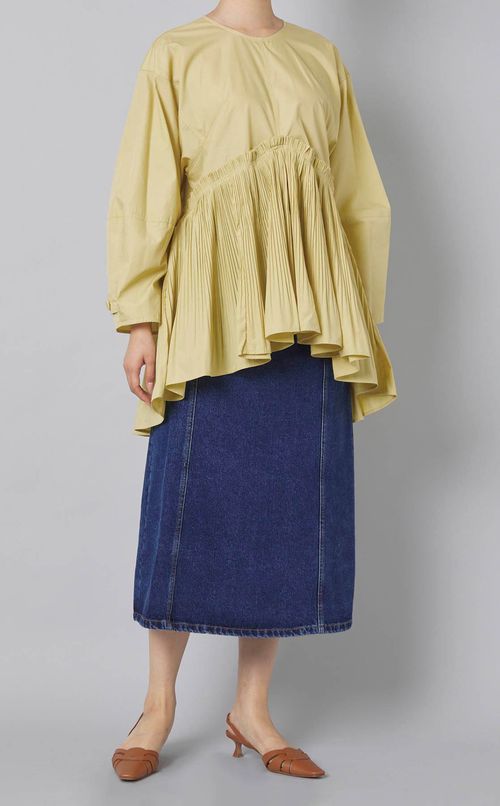 ウォッシュドデニムベルテッドスカート