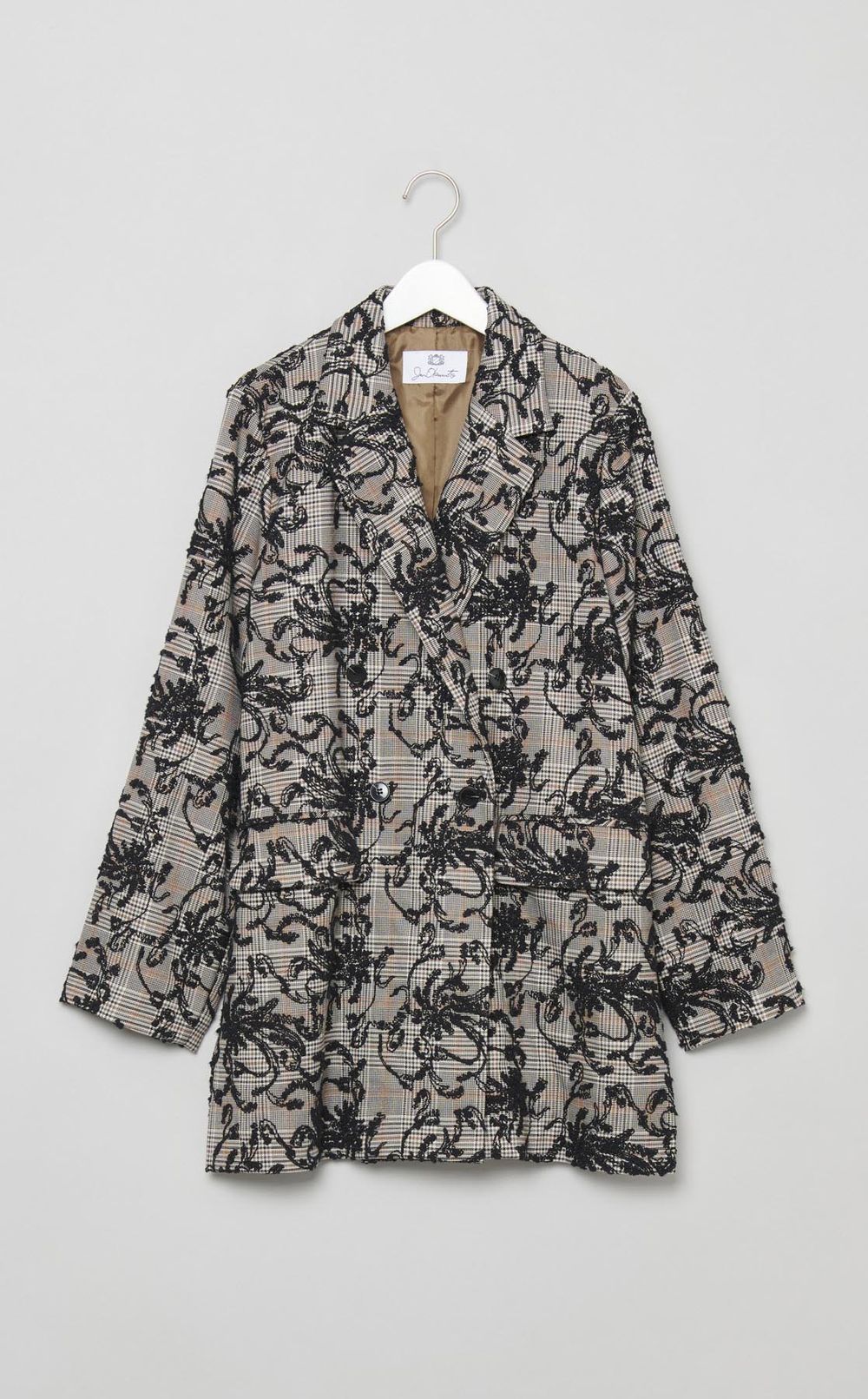 フラワー刺繍チェックジャケット