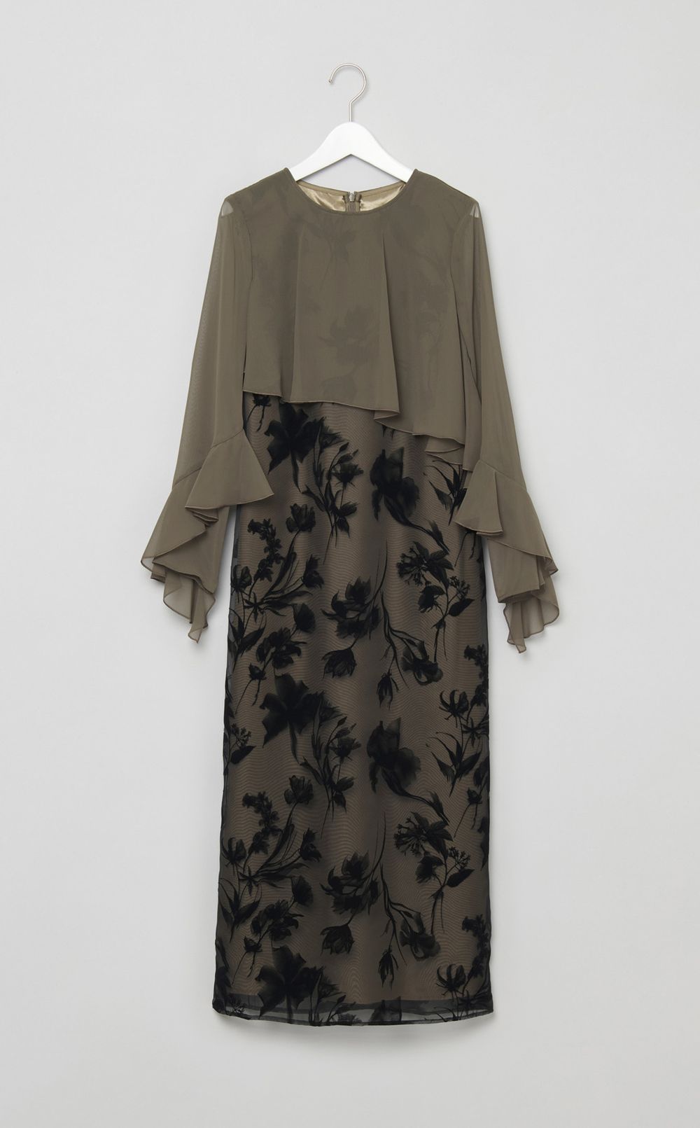 フレアスリーブフラワー柄ワンピース