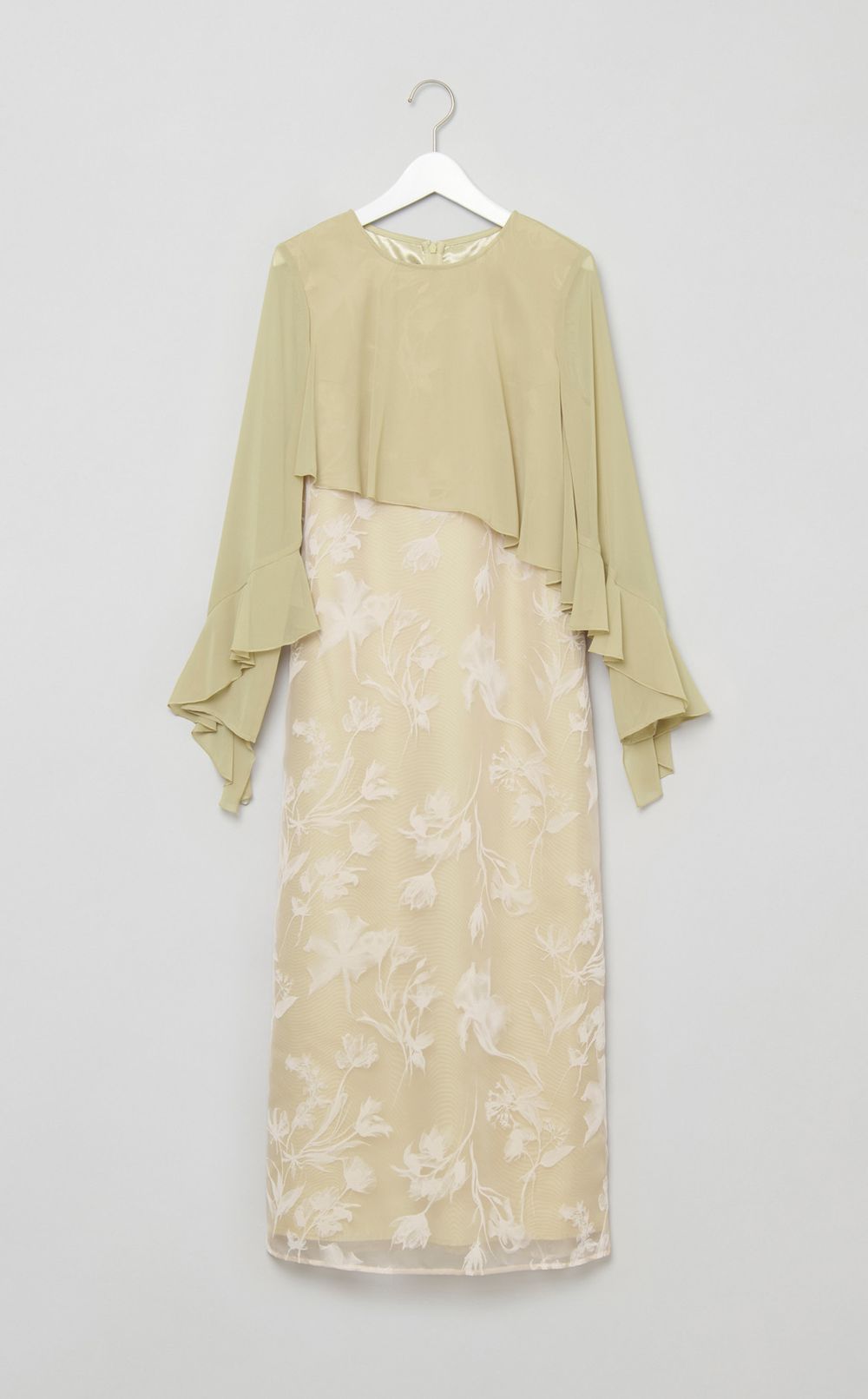 フレアスリーブフラワー柄ワンピース