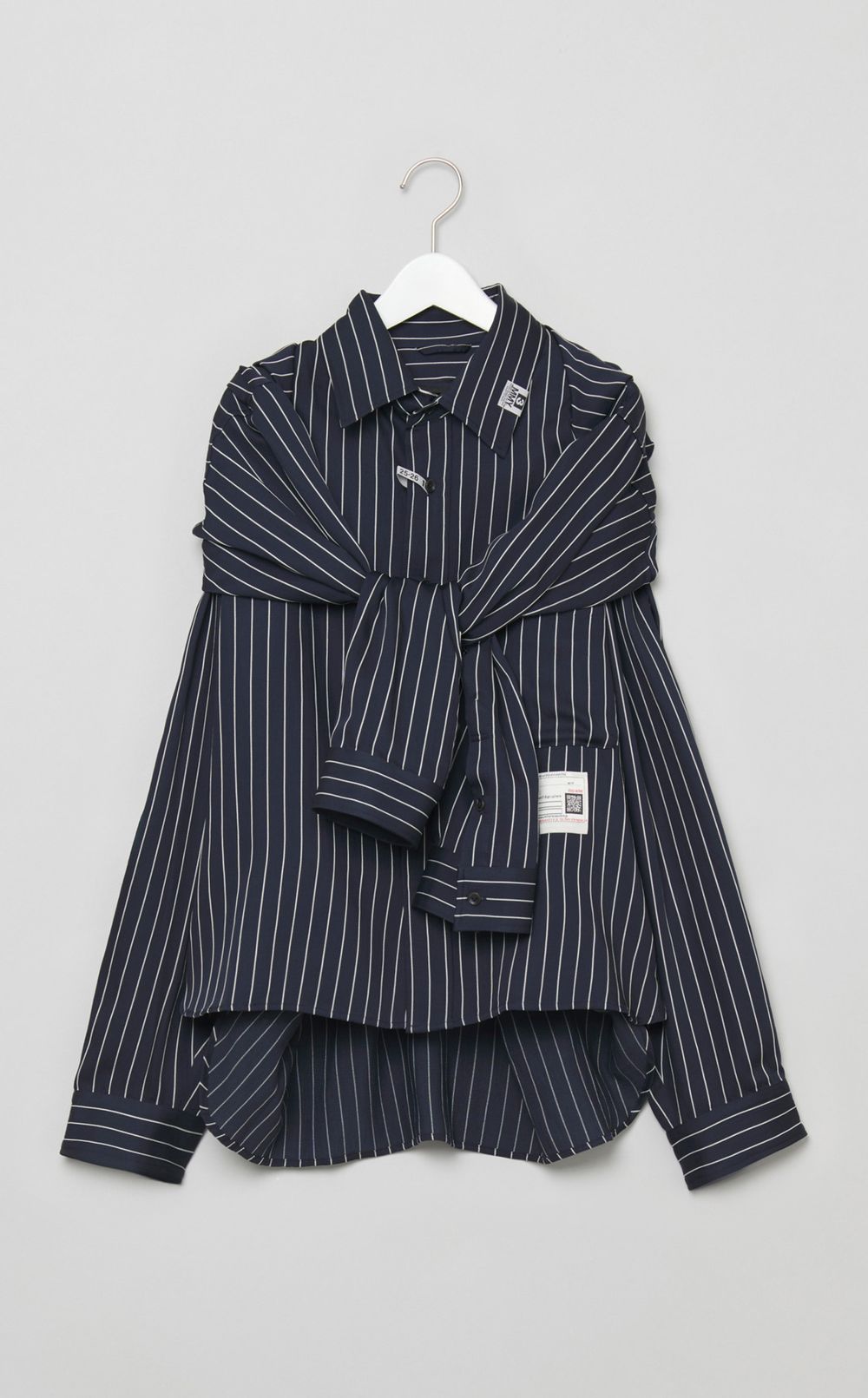 ショールレイヤードストライプシャツ