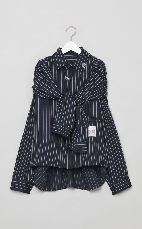 ショールレイヤードストライプシャツ