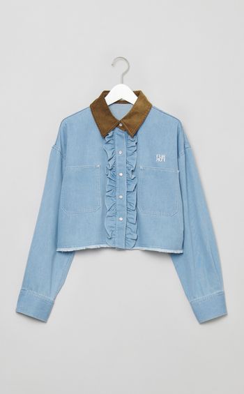 ロゴ刺繍フリルシャツ