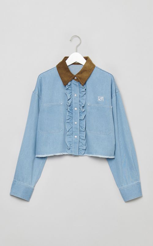 ロゴ刺繍フリルシャツ