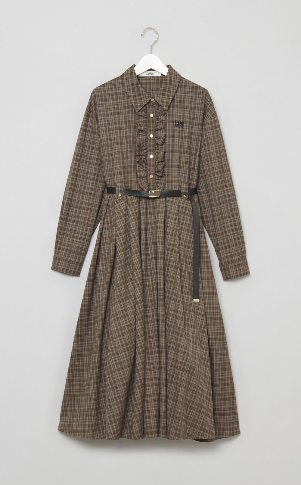 チェック柄シャツワンピース