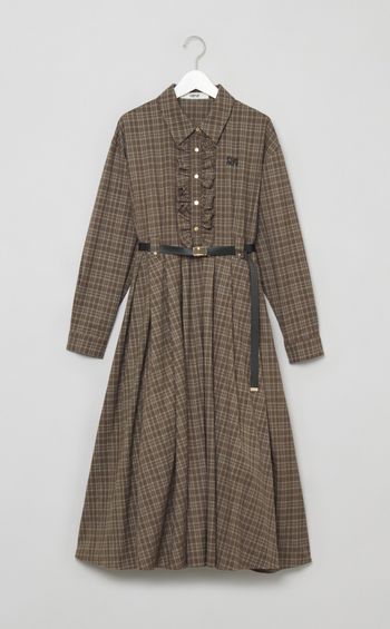 チェック柄シャツワンピース