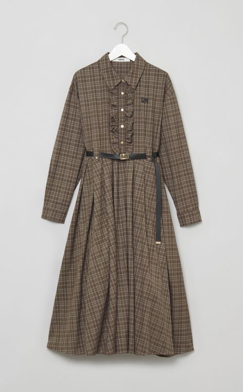 チェック柄シャツワンピース