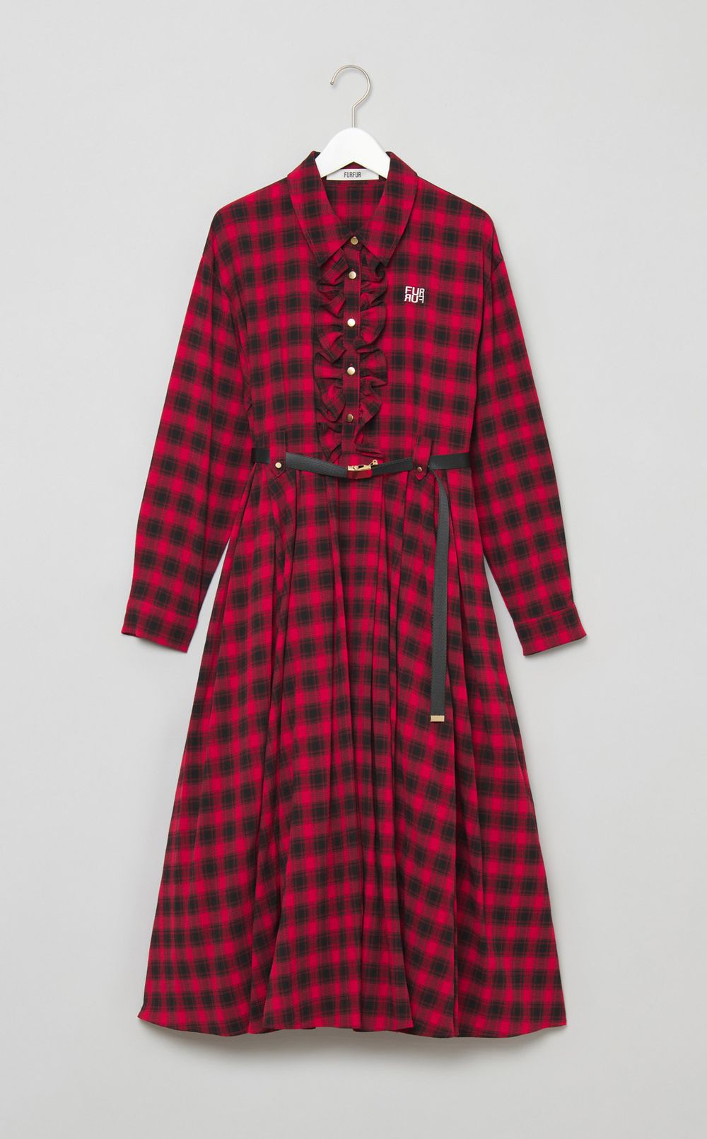 チェック柄シャツワンピース