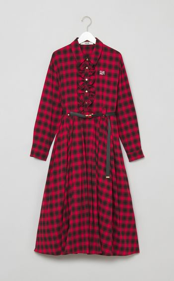 チェック柄シャツワンピース