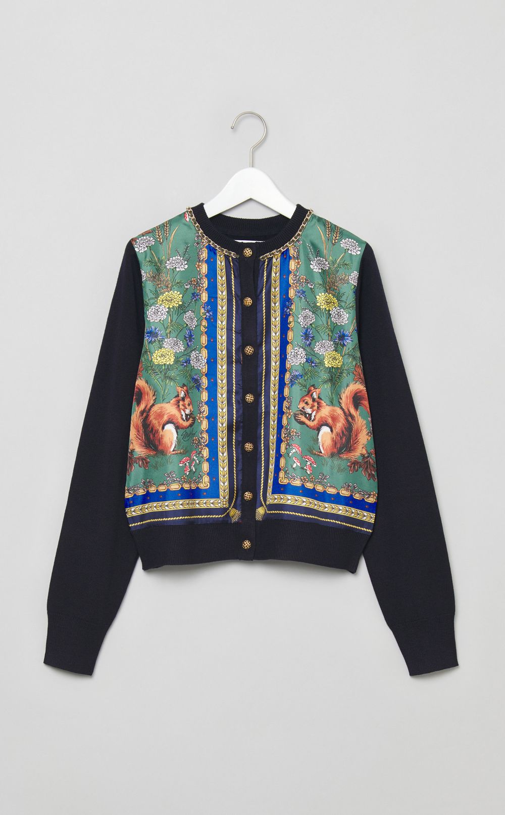 スカーフ柄ニットカーディガン