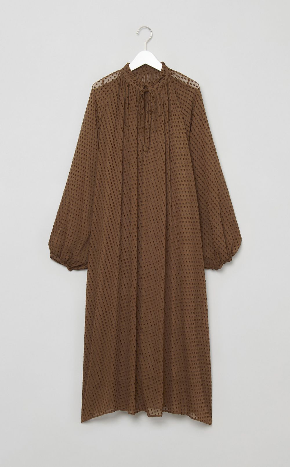 シルク混ドットギャザーワンピース