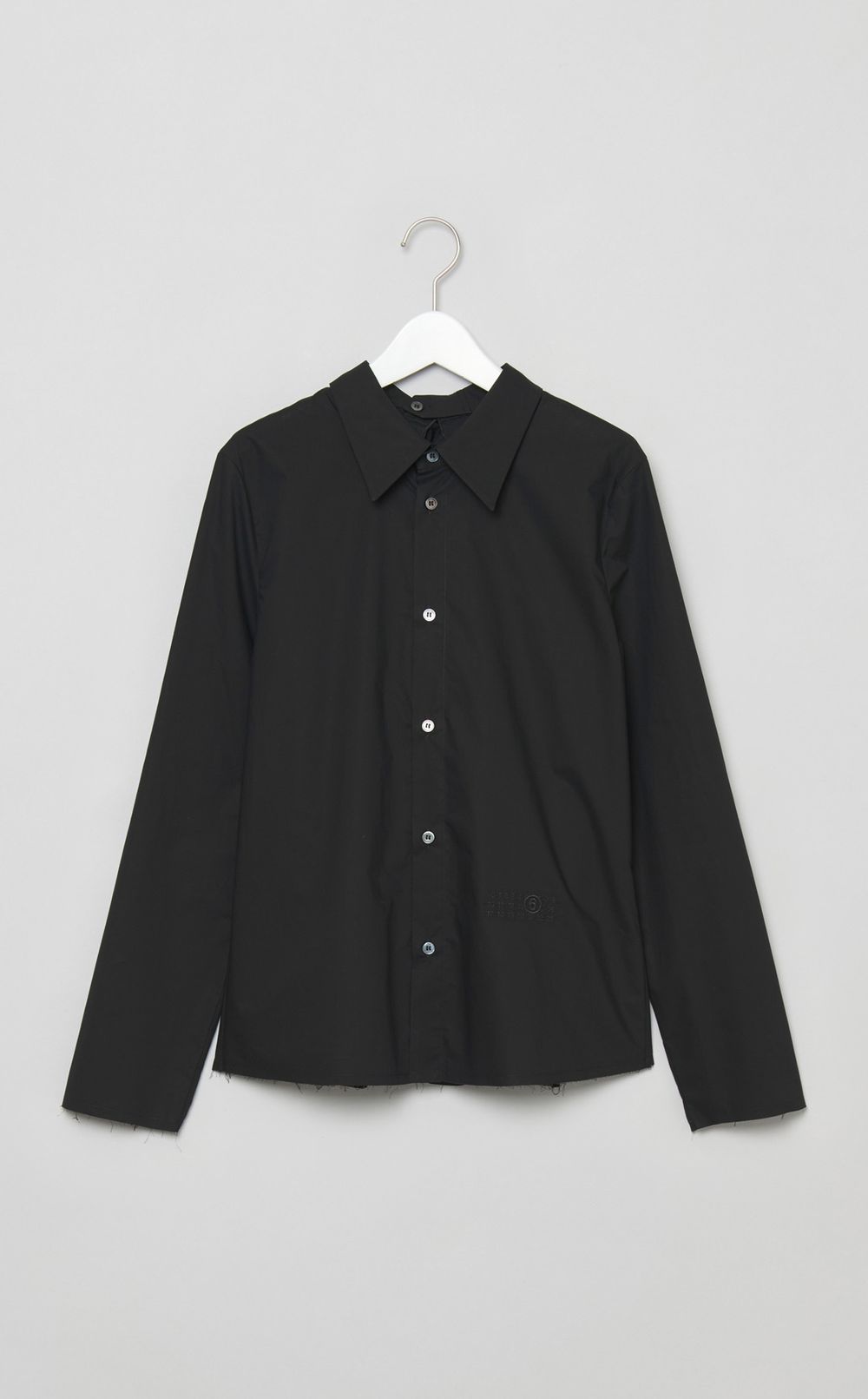 コットンポプリンワイドネックシャツ