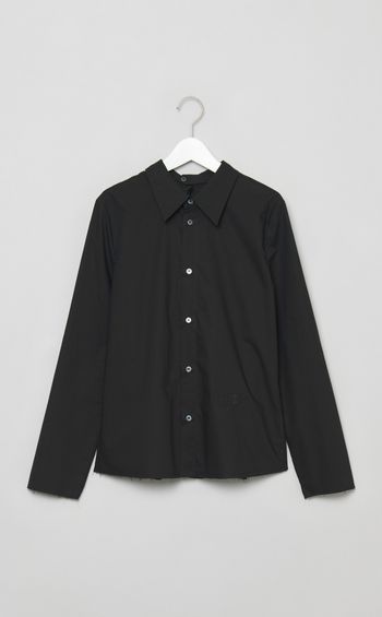 コットンポプリンワイドネックシャツ