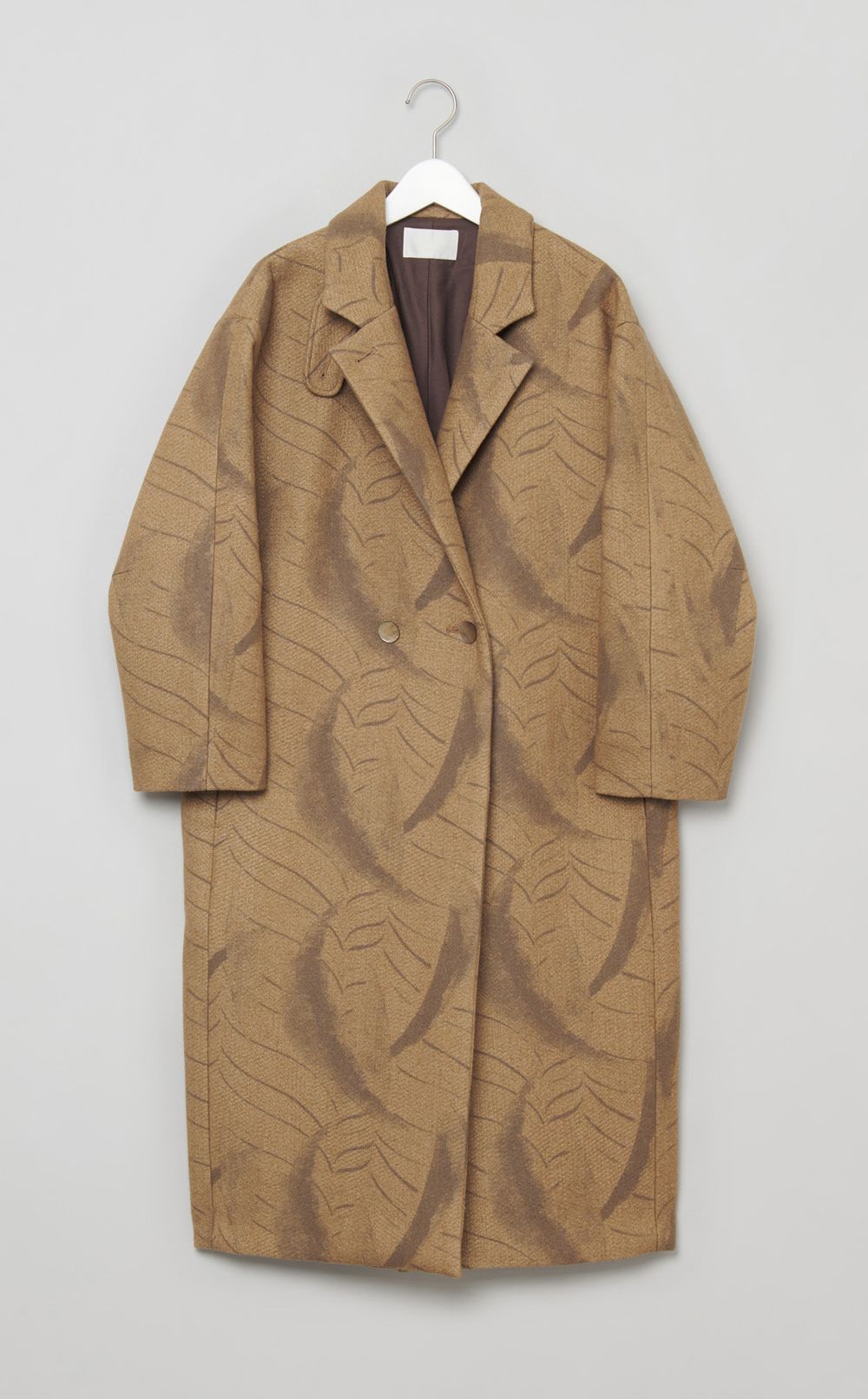 プリントウールロングコート