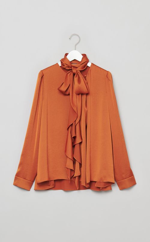 サテンボウタイブラウス
