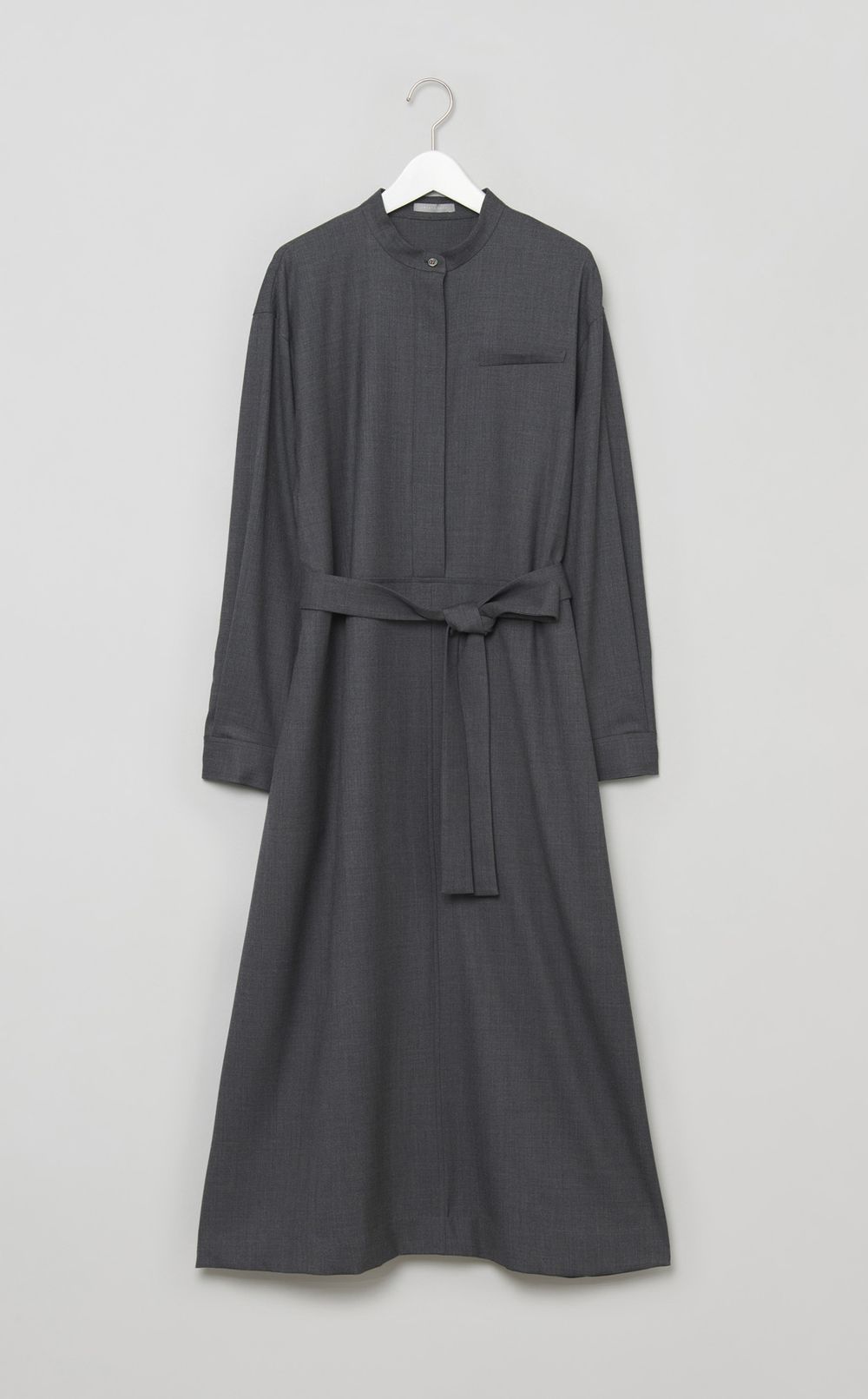 ストレッチサキソニーシャツワンピース