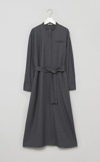 ストレッチサキソニーシャツワンピース