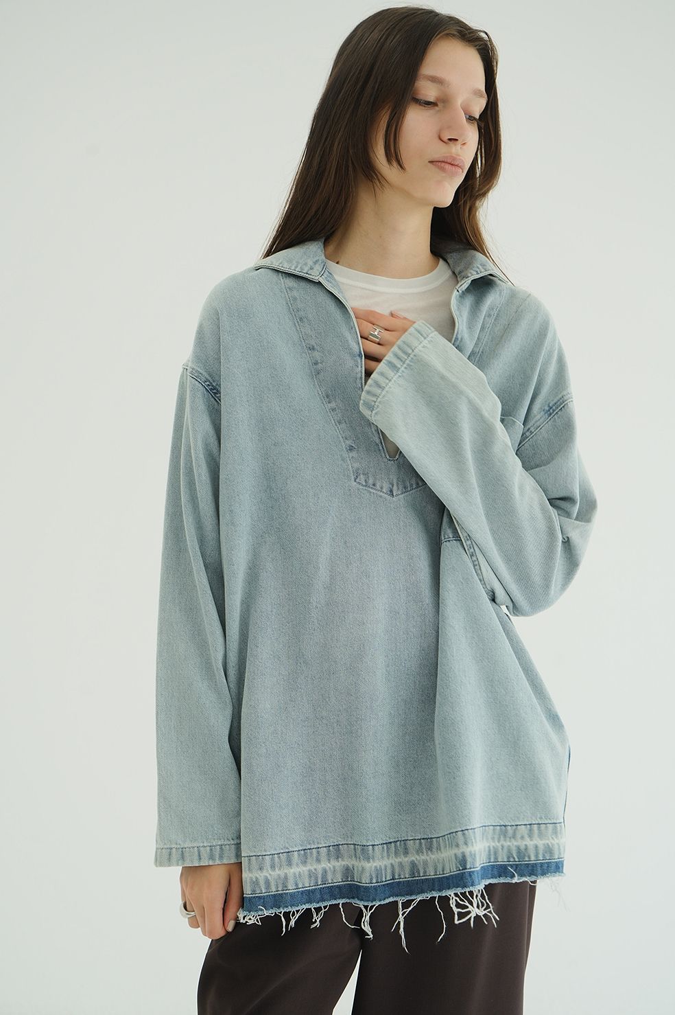 デニムオーバースキッパーシャツ