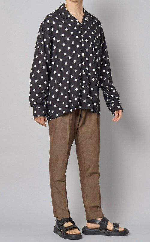 オープンカラードットシャツ
