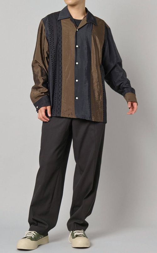 ストライプパッチワークシャツ