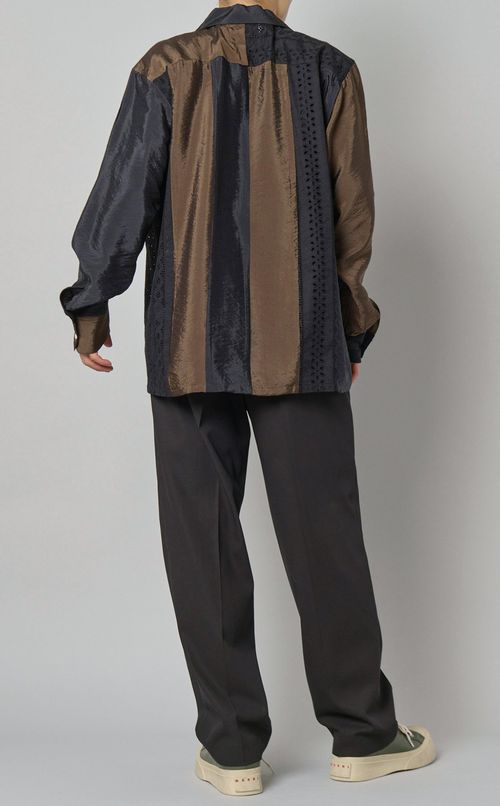 ストライプパッチワークシャツ