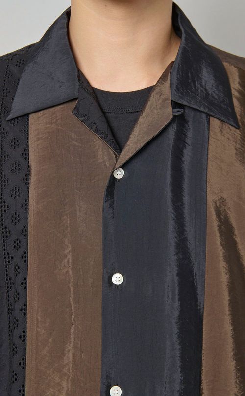 ストライプパッチワークシャツ