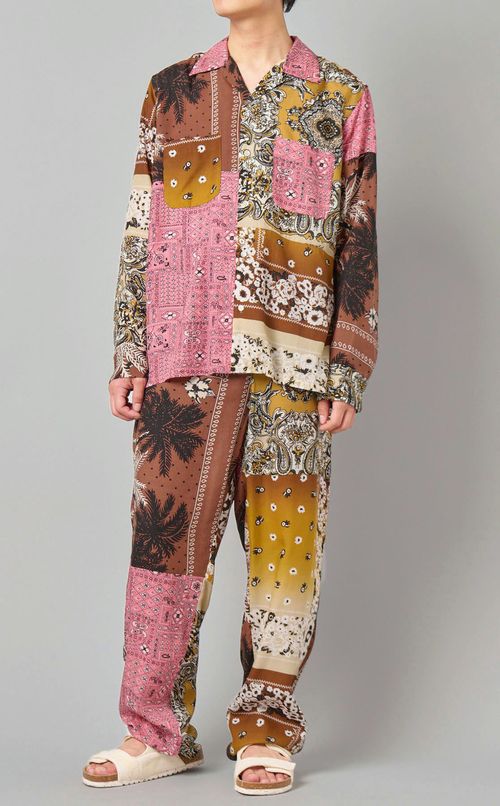 パッチワークプリントシャツ