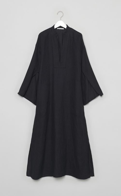 リネンカフタンロングシャツドレス