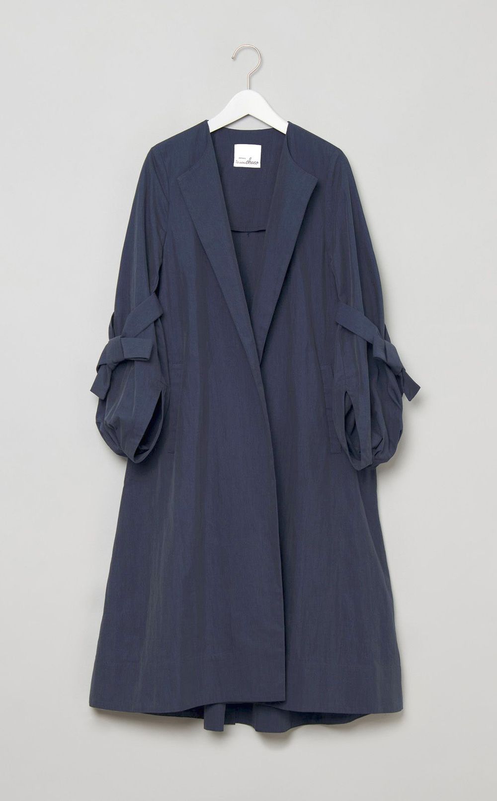 ツイル袖リボンノーカラーコート